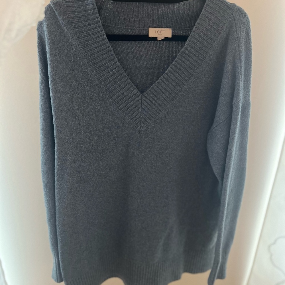 Blue/Gray v neck Loft sweater
